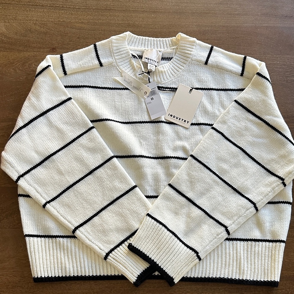 Industry White and Black Striped Women's Sweater